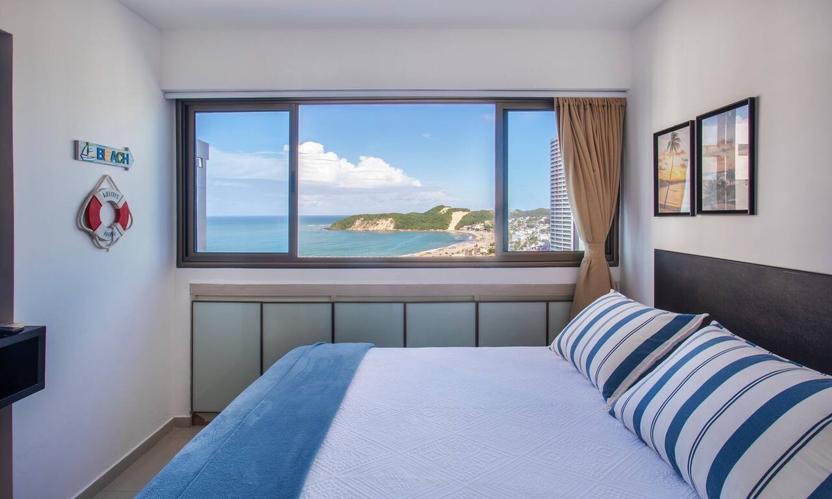 Ponta Negra Apartment | A retreat with a perfect sea view, 2 bedrooms, Wi-Fi, 24-hour concierge, rotating garage.