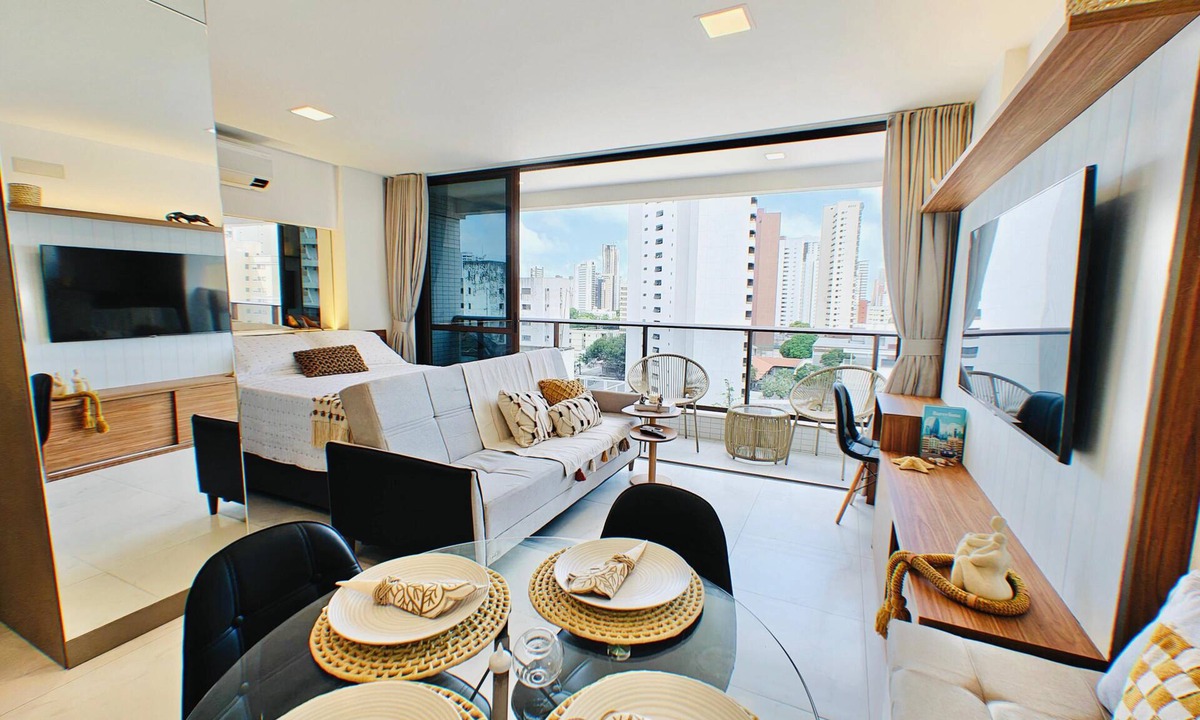 Aldeota Apartment | Luxury Flat with Coworking, Gym & Rooftop – 1Gb WiFi – 4 min to Beachfront