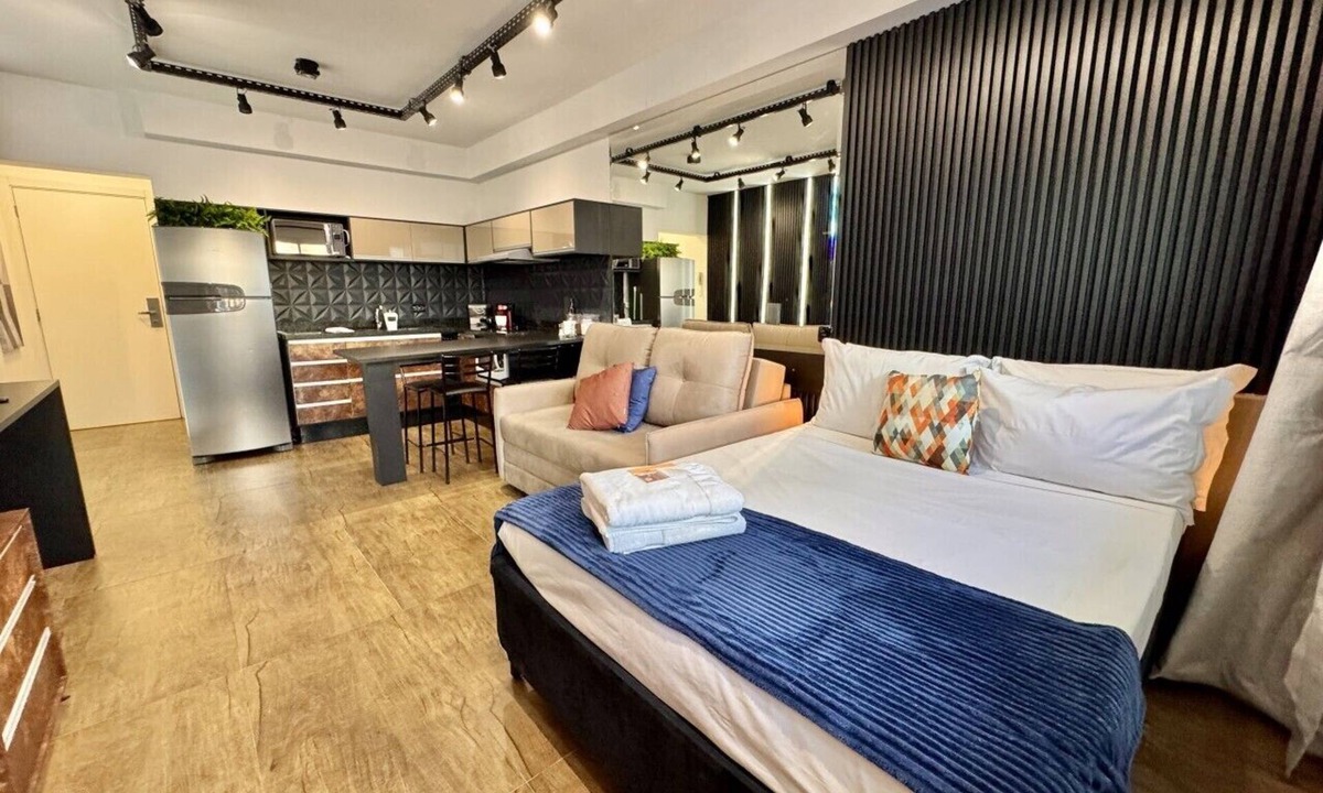Matriz Apartment | Studio reformado no Batel para 4, piscina aquecida e Shopping Curitiba em frente