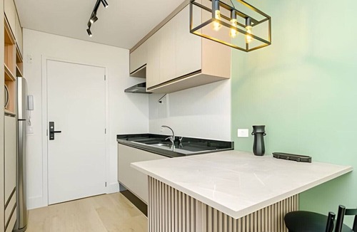 Matriz Apartment | Apto 1 quarto no Elysia Batel com cama Queen, piscina coberta e vista alta