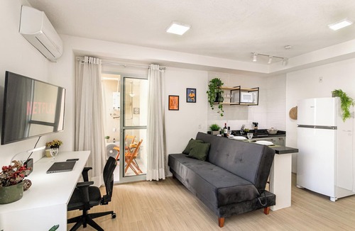 Santo Cristo Apartment | Moderno com AC piscina e academia