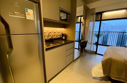 Bela Vista Apartment | Studio with balcony coworking spacePaulista Avenue