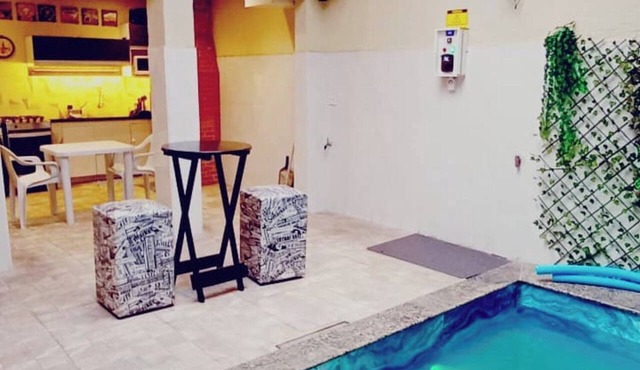 Heated pool and fireplace for couples
