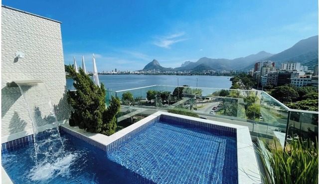 Luxurious penthouse with a pool, sauna, and privacy.