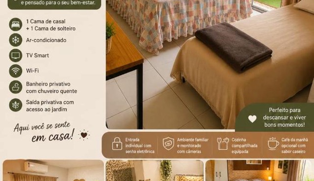 Quarto Triplo com Uma Cama de Casal e Uma de Solteiro com Ar-condicionado, Wi Fi, Banheiro Privativo in Natal