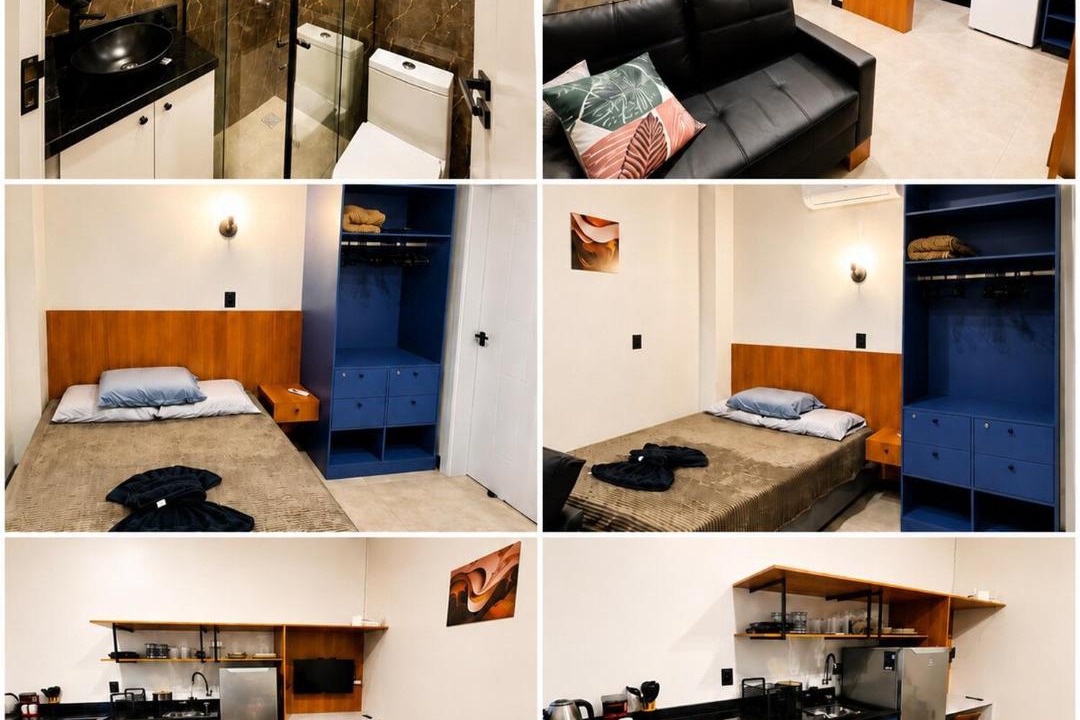 Paraiso Apartment | Studio Echo Living 05 Novo Completo com Ar Quente e Frio, Cozinha Completa, Wifi, Vaga para Veículo